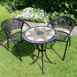 Small Patio Montilla 60cm Table & Chair Garden Dining Set Garden Furniture Candle and Blue Interiors 