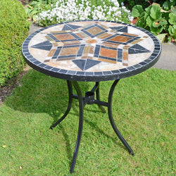 Small Round 76cm Mosaic Patio Table - Darwin Garden Furniture Candle and Blue Interiors 