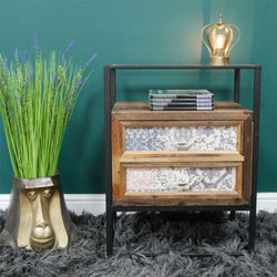 Small Shabby Chic Bedside Table & Decorated Drawers End Tables Candle and Blue Interiors 