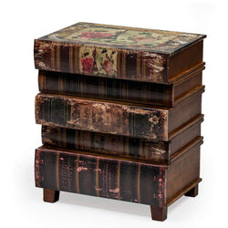 Stacked Books Small Side Table Side Tables Candle and Blue 