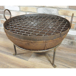 Stylish Cast Iron Garden Fire Pit With Grill 60cm Garden Pots Candle and Blue Interiors 