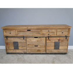 Wide Rustic Mango Wooden Sideboard With Drawers Sideboard Candle and Blue Interiors 